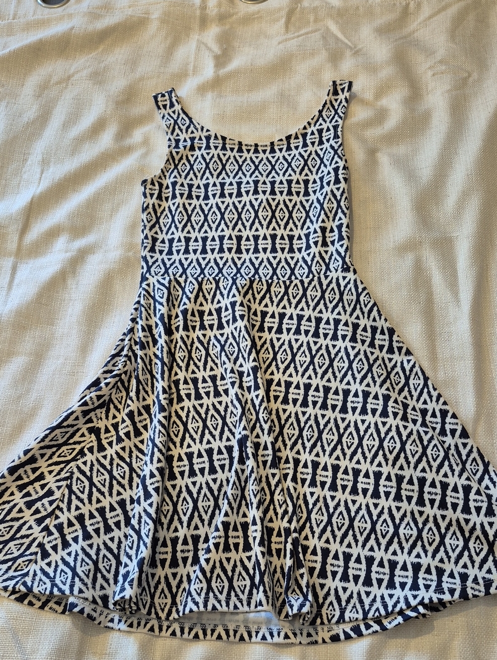 Divided Navy and White Sleeveless Fit & Flare Mini Dress